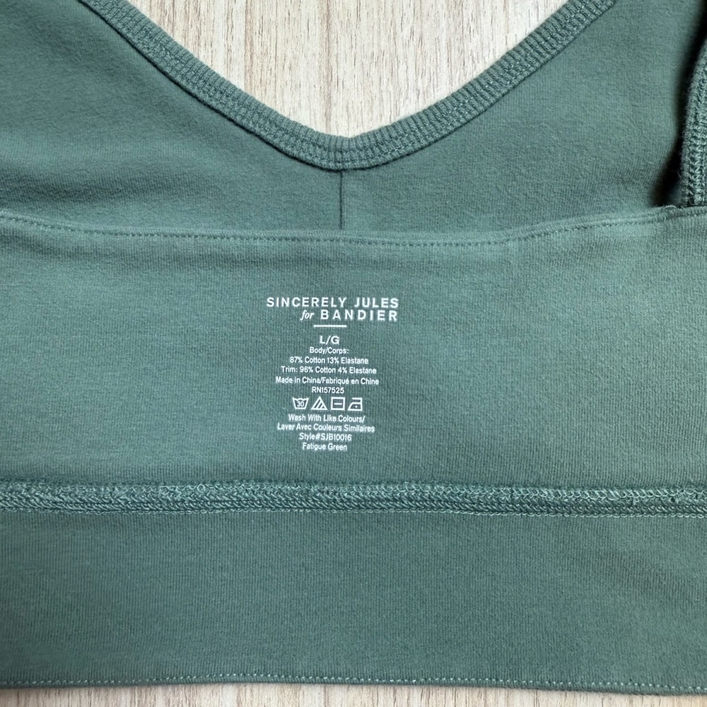 Bandier x Sincerely Jules - The Meadow Bra - Fatigue Green - Sz L - Picture 8 of 8
